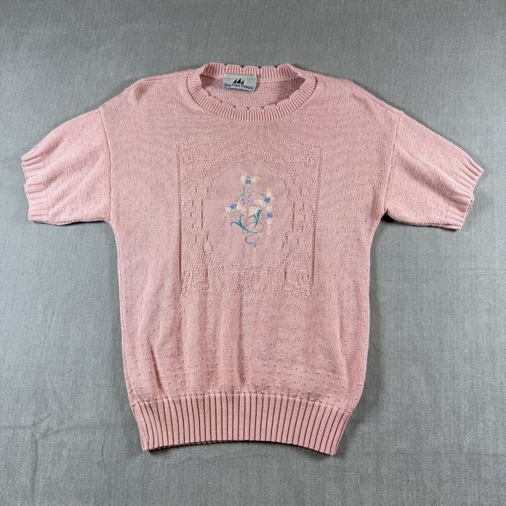 Vintage Women’s Small Pullover Embroidered Sweater Cottagecore Made USA Floral